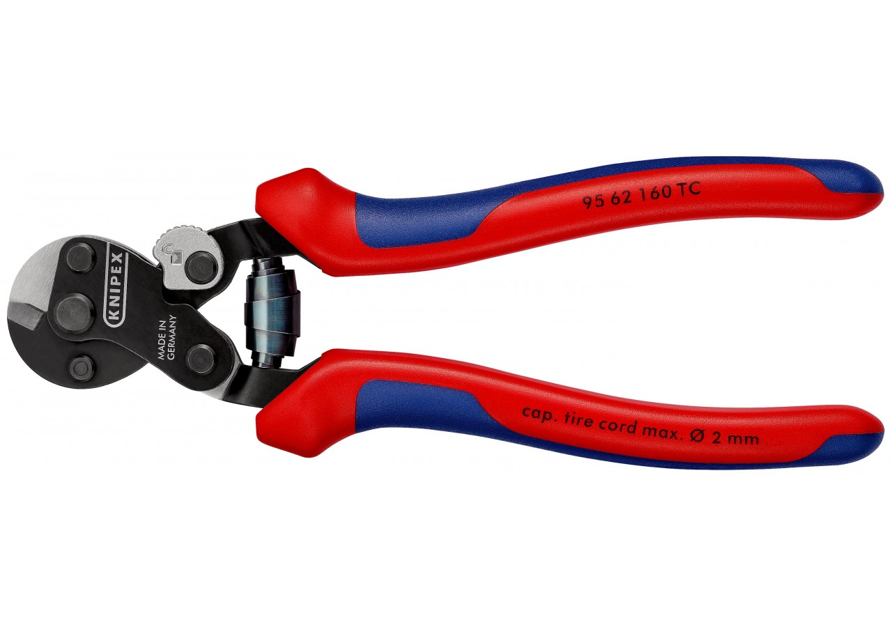 Coupe-câbles acier 160mm - Ø6mm spéciale pour nappe tramée - Gainage bi-matière - Knipex - 9562160TC