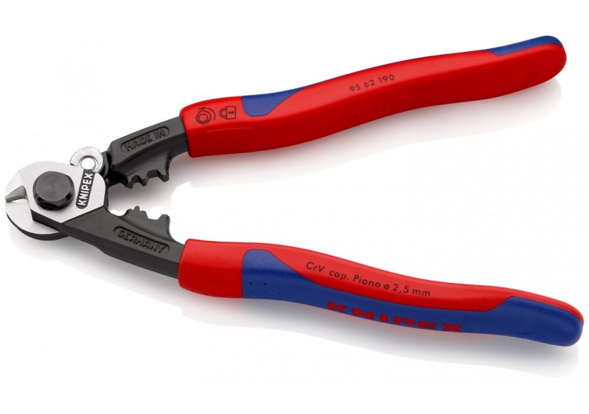 Coupe-câbles acier 190mm - Ø2,5-4-5-7mm - Gainage bi-matière - Knipex - 9562190
