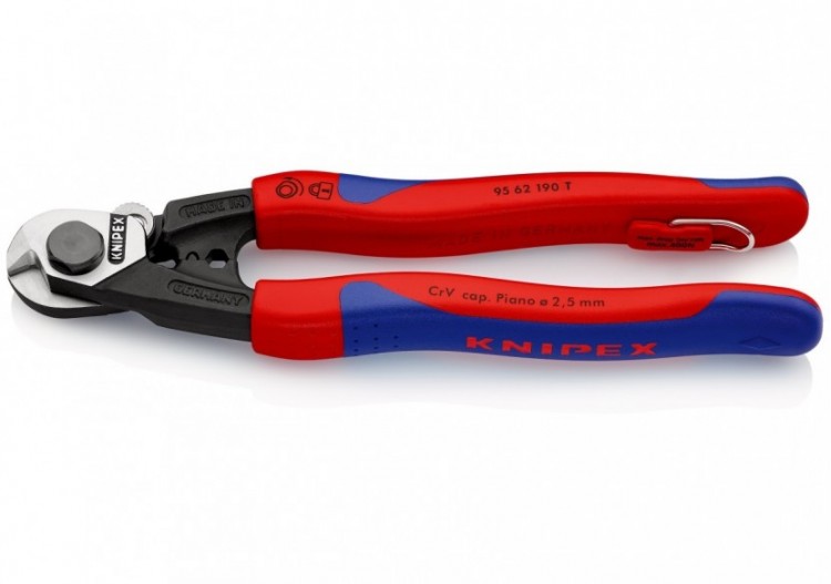 Coupe-câbles acier 190mm - Ø2,5-4-5-7mm - Gainage bi-matière - illet antichute - Knipex - 9562190T