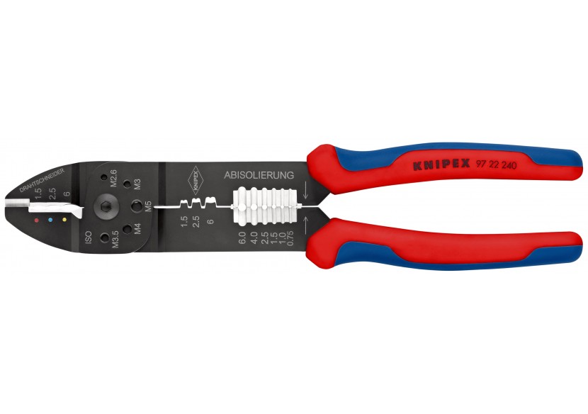 Pince à sertir universelle - Pour cosses pré-isolées et à fût ouvert - Knipex - 9722240