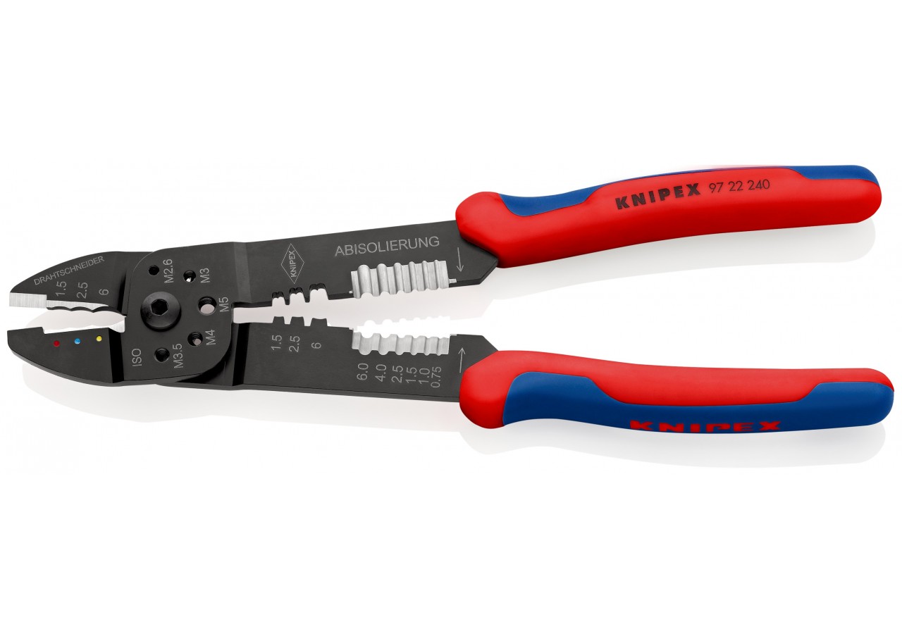 Pince à sertir universelle - Pour cosses pré-isolées et à fût ouvert - Knipex - 9722240