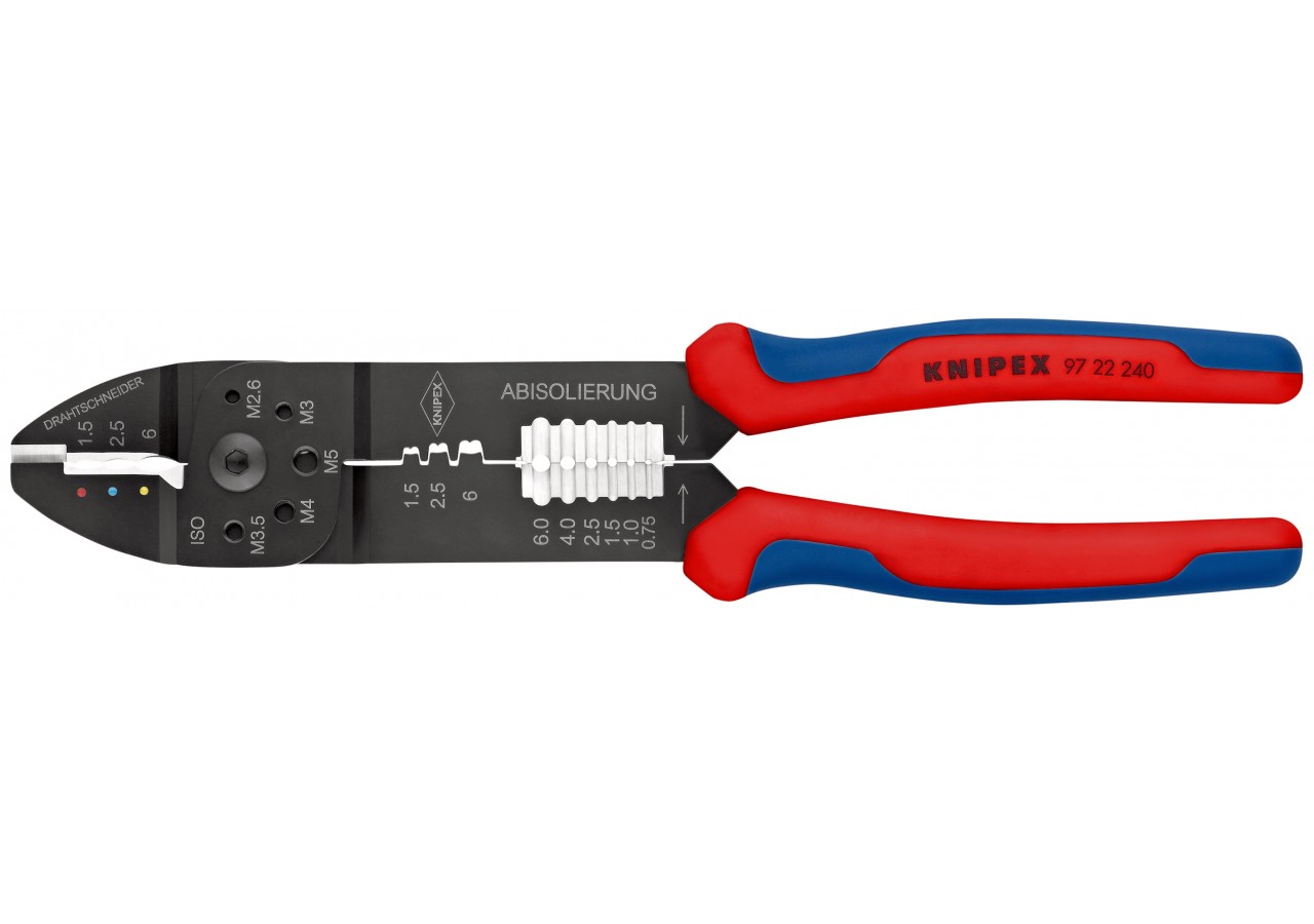 Pince à sertir universelle - Pour cosses pré-isolées et à fût ouvert - Knipex - 9722240
