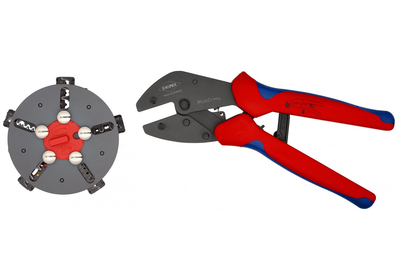 Pince à sertir MultiCrimp® 250mm - Fournie avec 5 matrices - Knipex - 973302