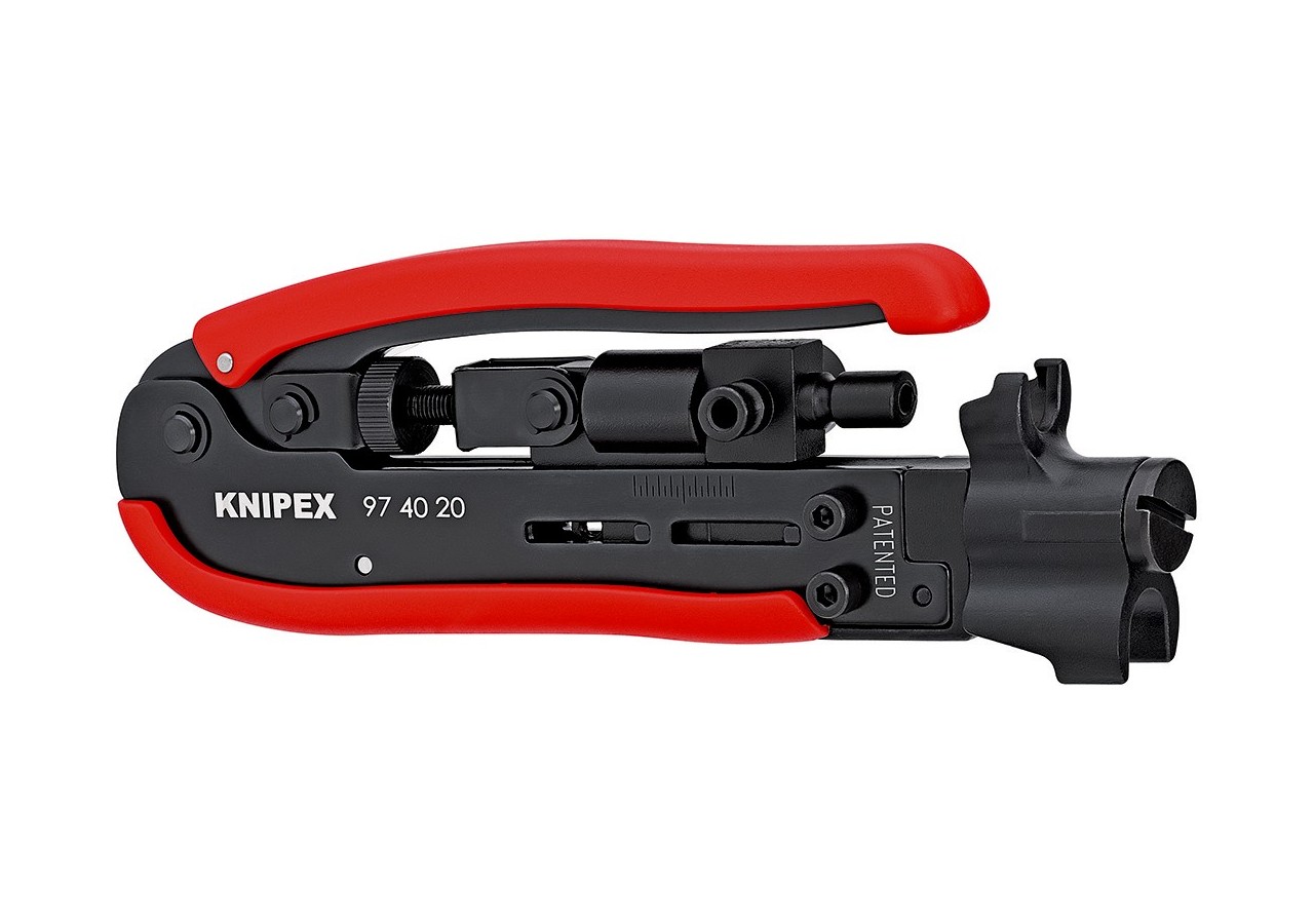 Outil de compression connecteurs coaxiaux 175mm - Pour connecteurs F, BNC et RCA - Knipex - 974020SB