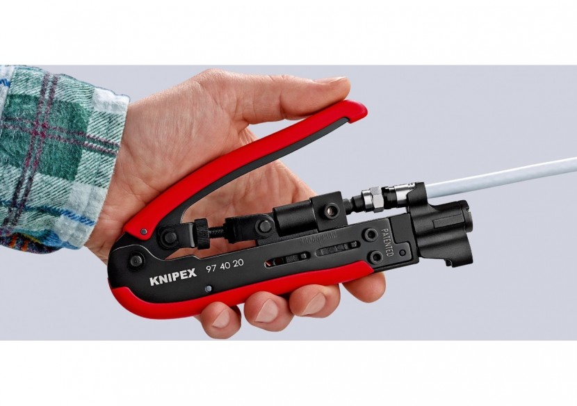 Outil de compression connecteurs coaxiaux 175mm - Pour connecteurs F, BNC et RCA - Knipex - 974020SB