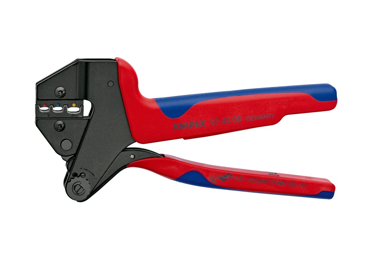 Pince à sertir universelle 200mm + matrice pour cosses isolées 0,5 à 6mm2 - Knipex - 974306