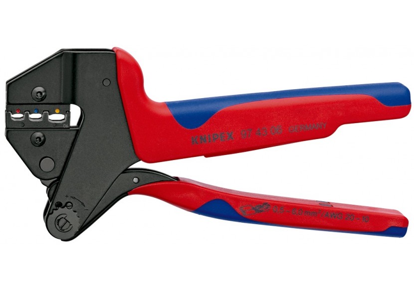 Pince à sertir universelle 200mm + matrice pour cosses isolées 0,5 à 6mm2 - Knipex - 974306