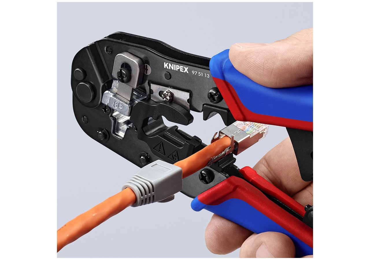 Pince à sertir les fiches RJ45 blindées et non blindées (8 Pôles) - Knipex - 975113