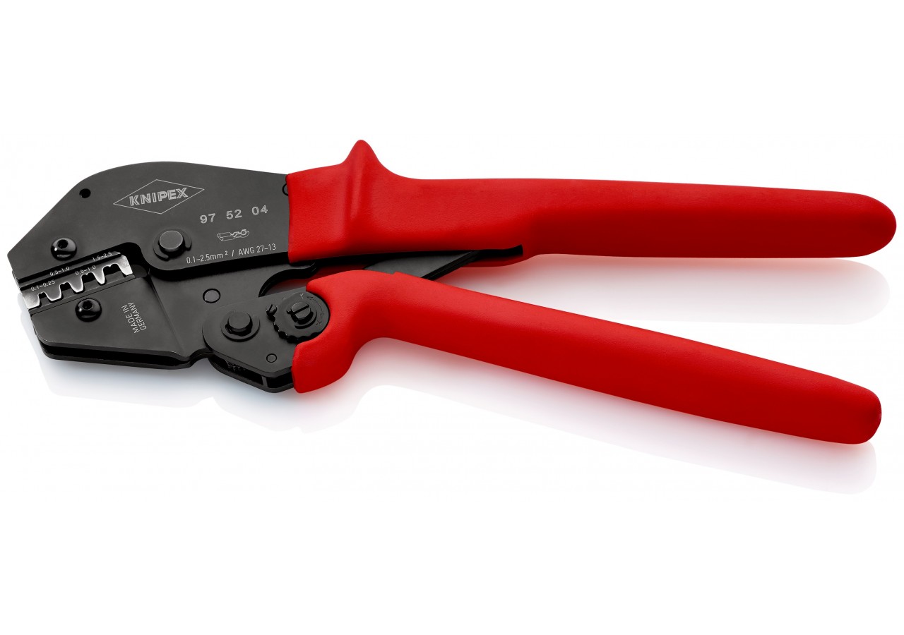 Pince à sertir - Gainage PVC - Pour cosses à fût ouvert 0,1-2,5mm2 - Knipex - 975204