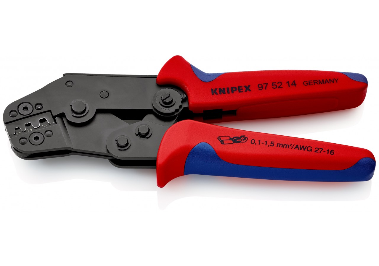 Pince à sertir - Gainage bi-matière - Cosses à fût ouvert 0,1 à 1,5 mm2 - Knipex - 975214