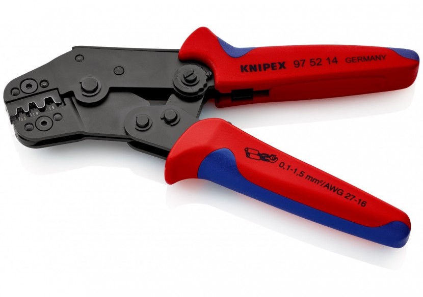 Pince à sertir - Gainage bi-matière - Cosses à fût ouvert 0,1 à 1,5 mm2 - Knipex - 975214