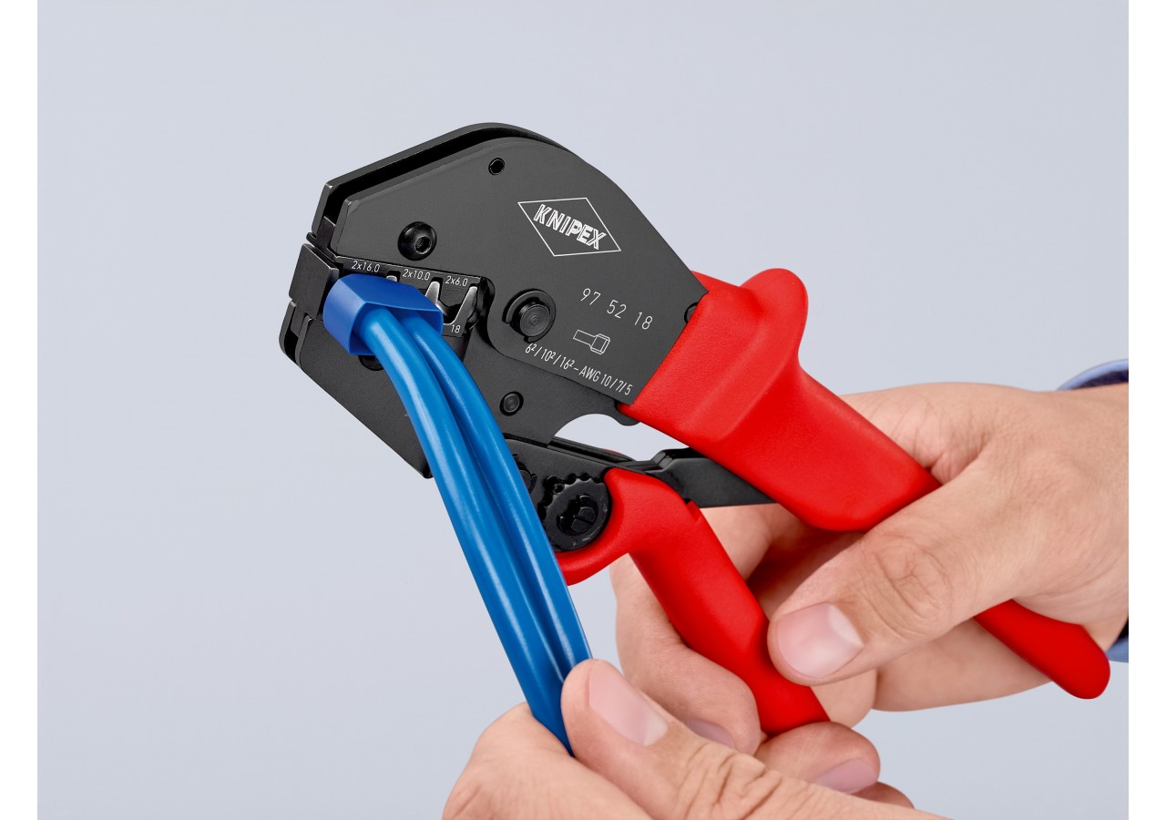 Pince à sertir - Gainage PVC - Pour embouts doubles 2X6/10/16mm2 - Knipex - 975218