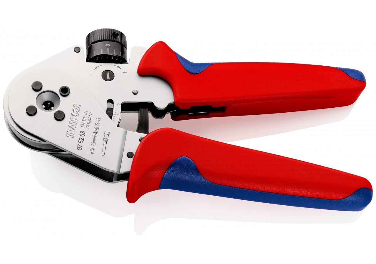 Pince à sertir 4 points - Pour contacts tournés - Avec positionneur - Knipex - 975263