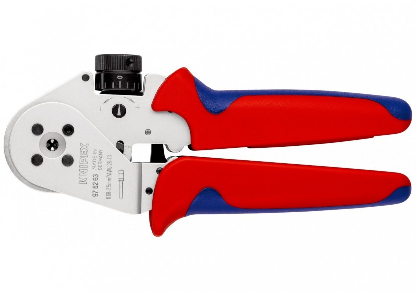 Pince à sertir 4 points - Pour contacts tournés - Avec positionneur - Knipex - 975263