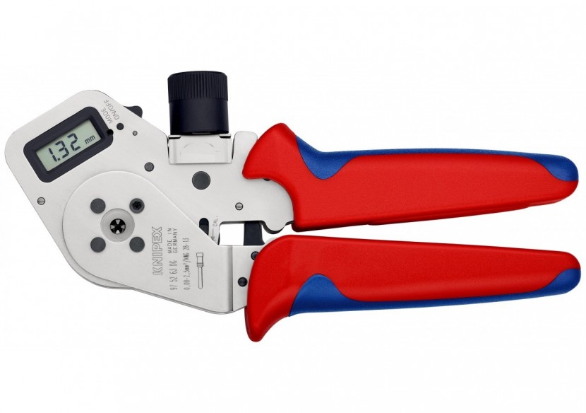 Pince à sertir 4 points - Pour contacts tournés - Ecran numérique - Positionneur - Knipex - 975263DG