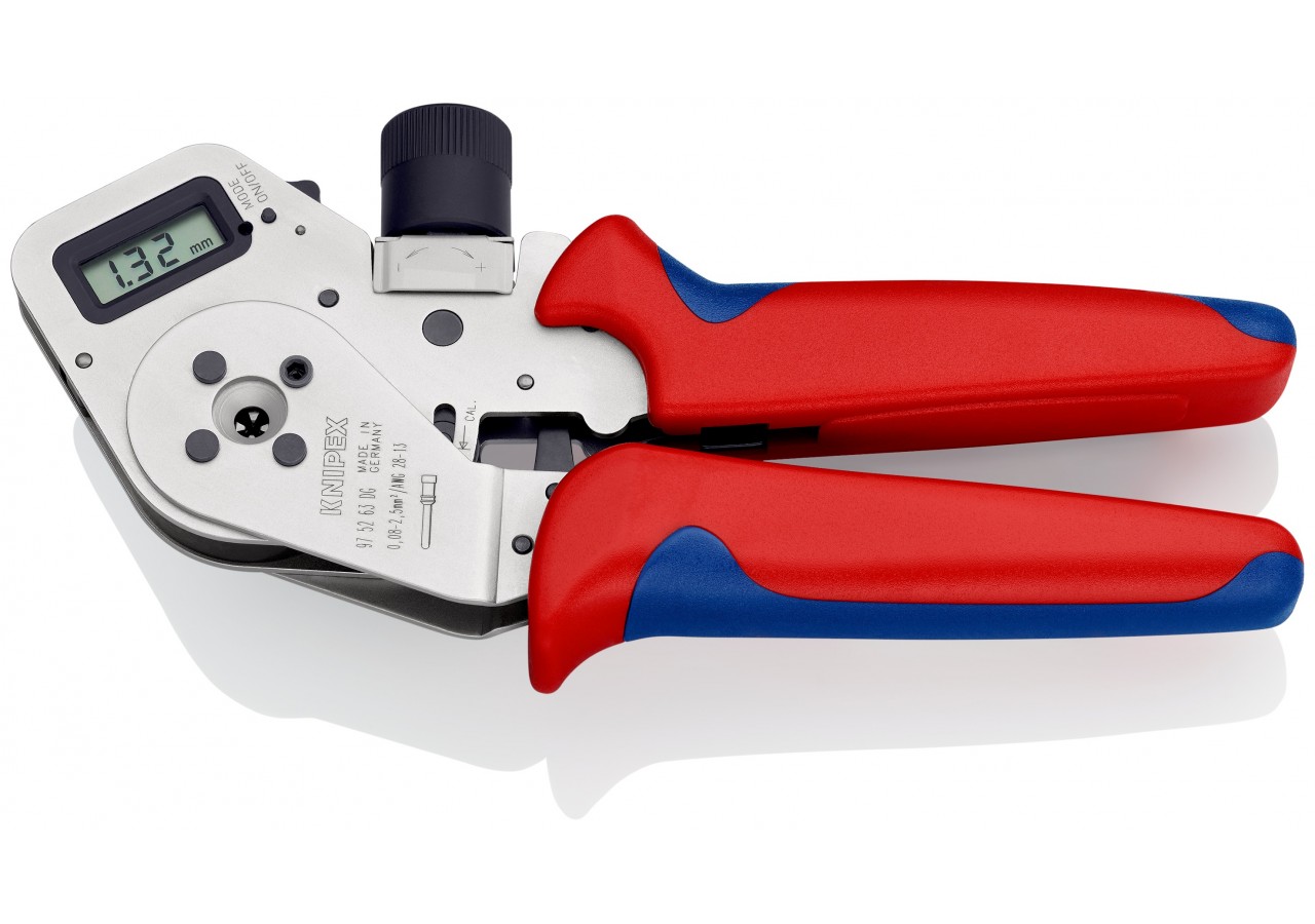 Pince à sertir 4 points - Pour contacts tournés - Ecran numérique - Positionneur - Knipex - 975263DG