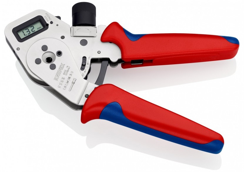 Pince à sertir 4 points - Pour contacts tournés - Ecran numérique - Positionneur - Knipex - 975263DG