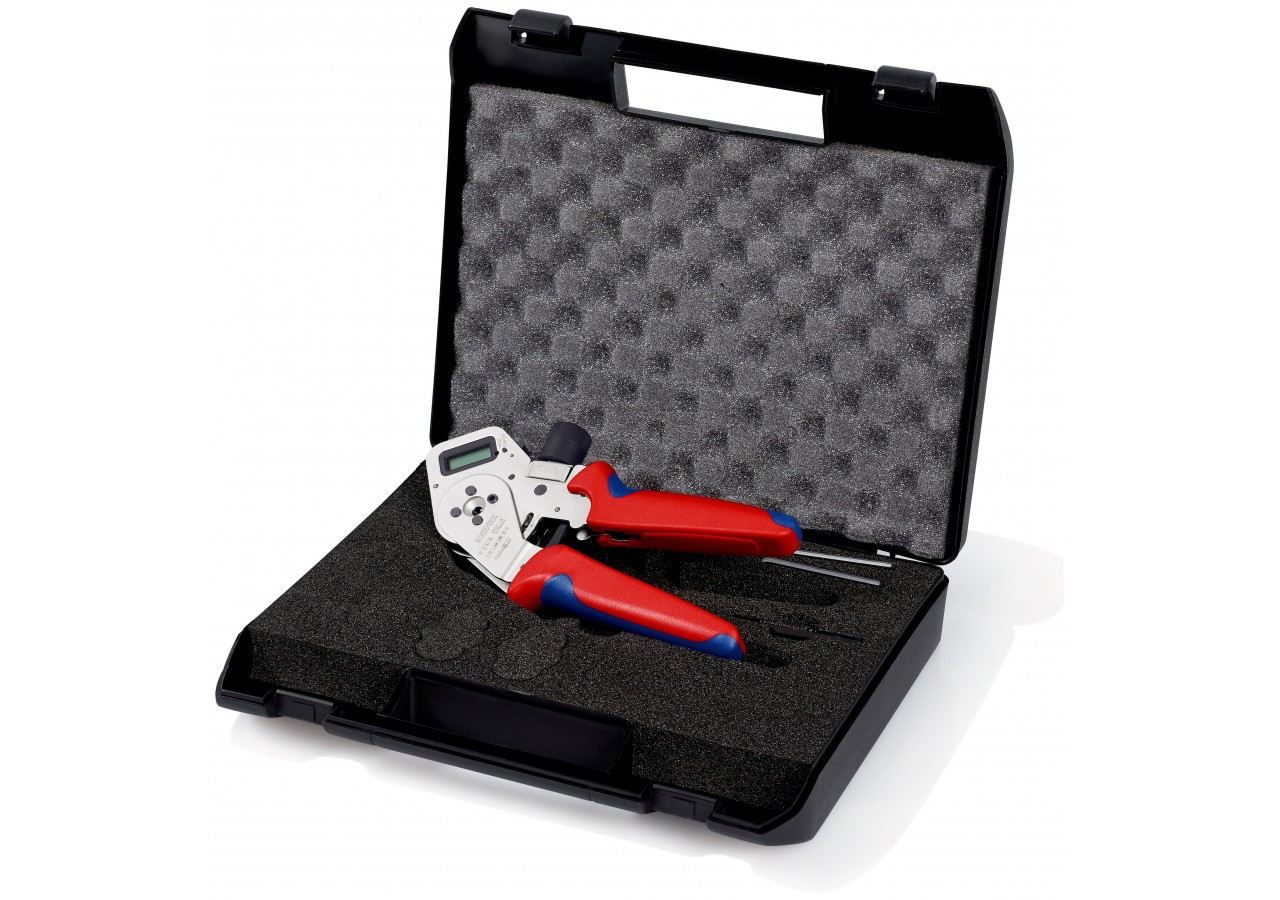 Pince à sertir 4 points - Pour contacts tournés - Ecran numérique - Positionneur - Knipex - 975263DG