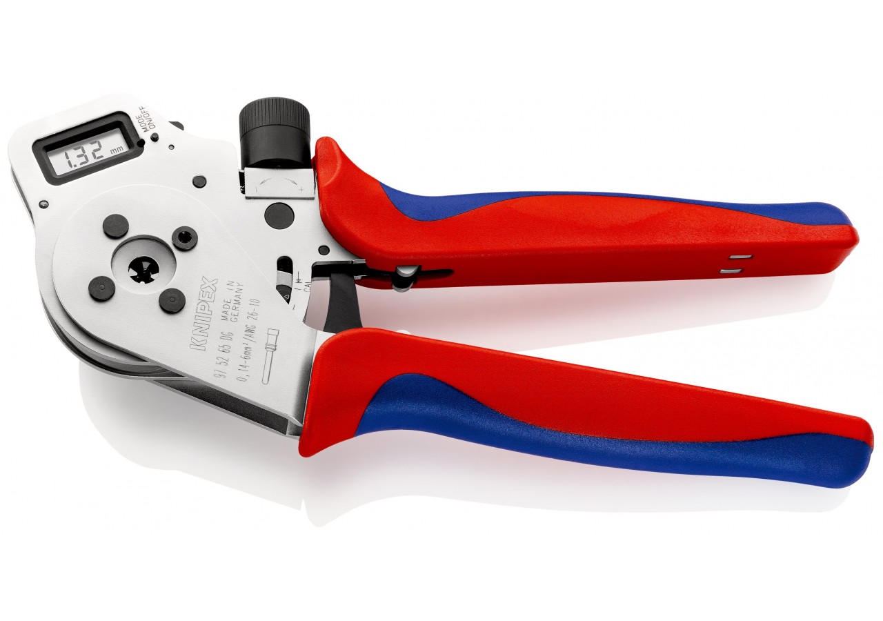 Pince à sertir 4 points - Pour contacts tournés - Ecran numérique - Positionneur - Knipex - 975265DG