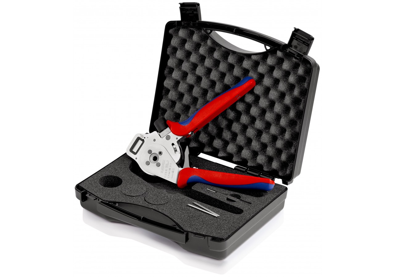 Pince à sertir 4 points - Pour contacts tournés - Ecran numérique - Positionneur - Knipex - 975265DG