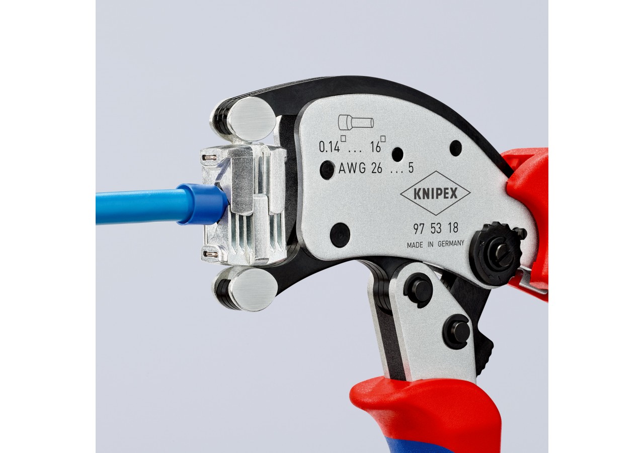 Pince à sertir automatique embouts de câble tête rotative 0,08 - 16mm2 - Knipex - 975318