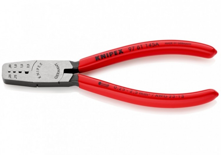 Pince à sertir les embouts 145mm - Gainage PVC - 0,25 - 2,5mm2 - Knipex - 9761145A