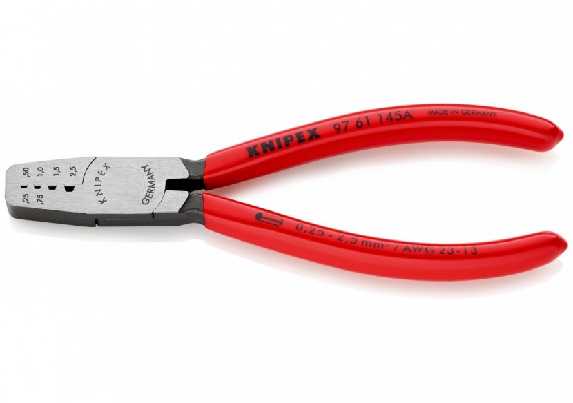 Pince à sertir les embouts 145mm - Gainage PVC - 0,25 - 2,5mm2 - Knipex - 9761145A