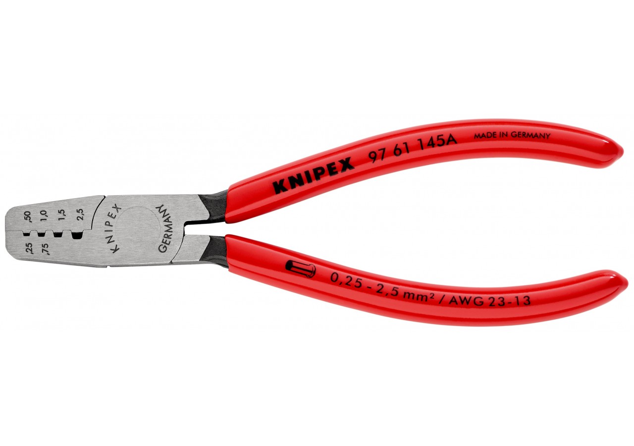 Pince à sertir les embouts 145mm - Gainage PVC - 0,25 - 2,5mm2 - Knipex - 9761145A