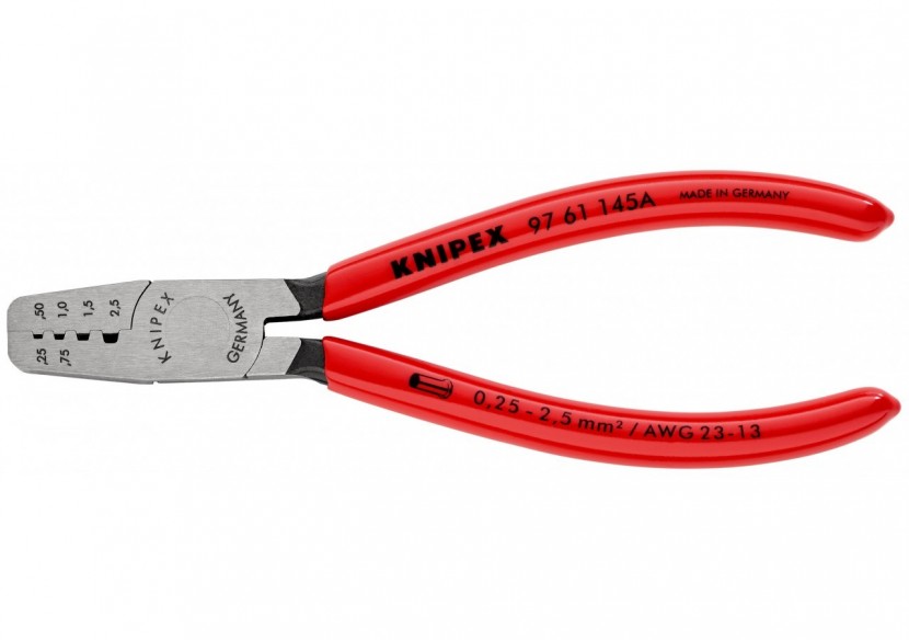 Pince à sertir les embouts 145mm - Gainage PVC - 0,25 - 2,5mm2 - Knipex - 9761145A