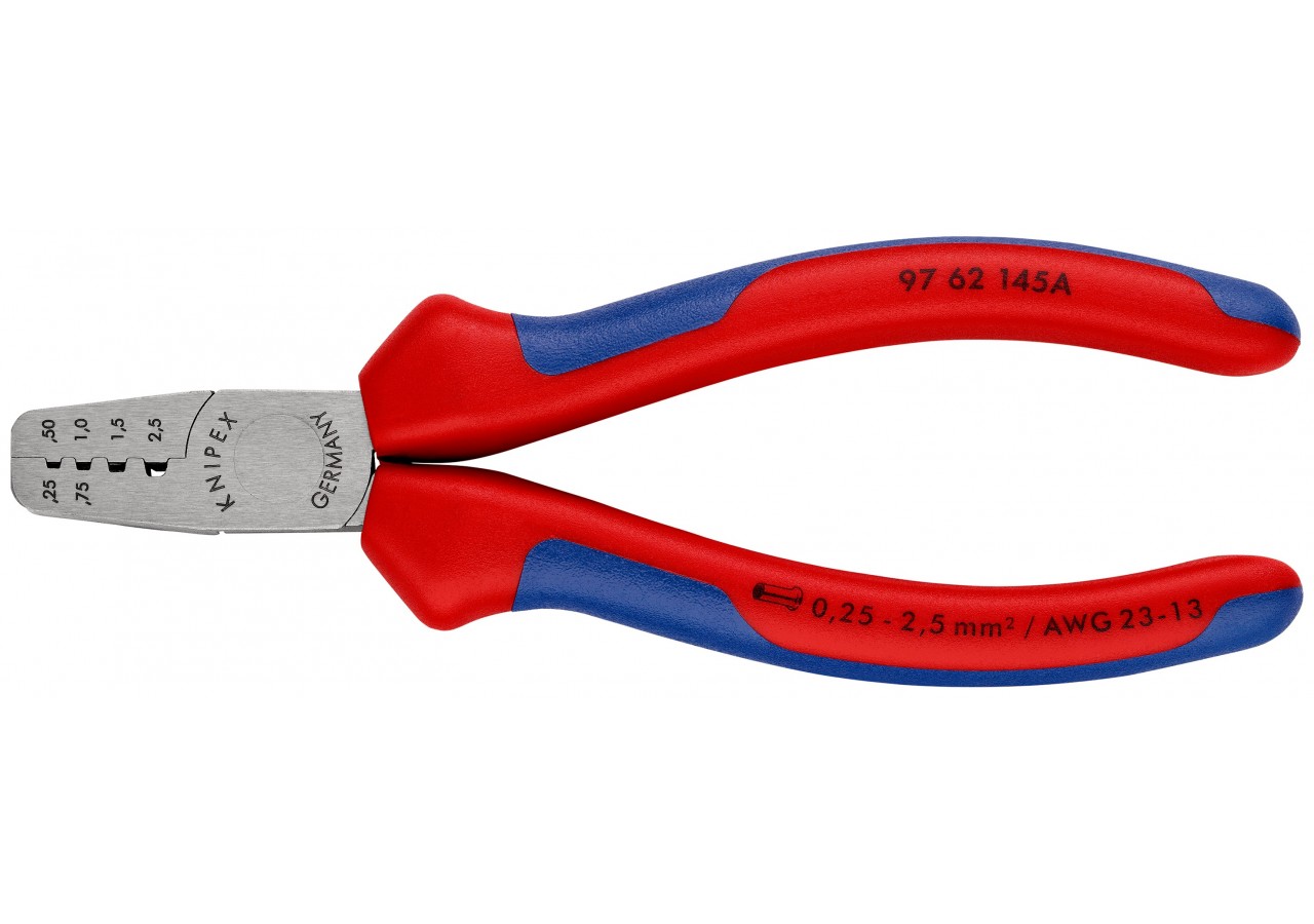 Pince à sertir les embouts 145mm - Gainage bi-matière 0,25 - 2,5mm2 - Knipex - 9762145A