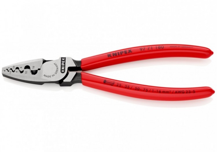 Pince à sertir les embouts 180mm - Gainage PVC - 0,25 - 16mm2 - Knipex - 9771180