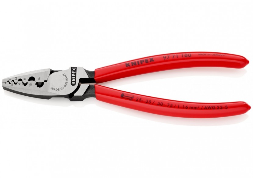 Pince à sertir les embouts 180mm - Gainage PVC - 0,25 - 16mm2 - Knipex - 9771180