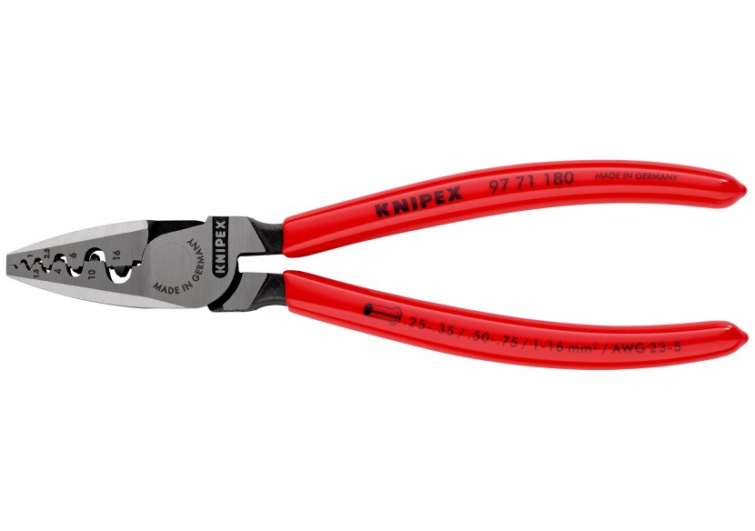 Pince à sertir les embouts 180mm - Gainage PVC - 0,25 - 16mm2 - Knipex - 9771180