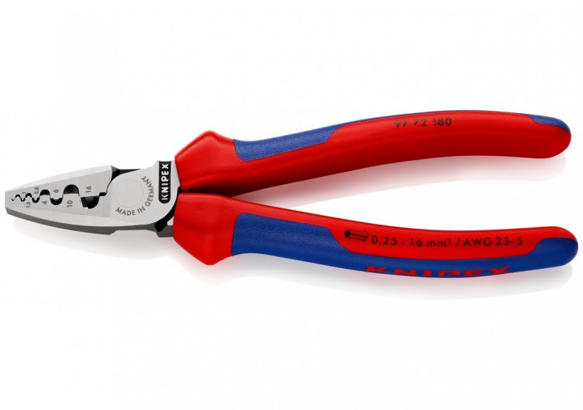 Pince à sertir les embouts 180mm - Gainage bi-matière 0,25 - 16mm2 - Knipex - 9772180