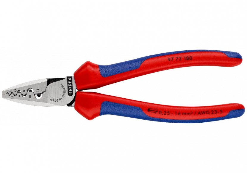 Pince à sertir les embouts 180mm - Gainage bi-matière 0,25 - 16mm2 - Knipex - 9772180