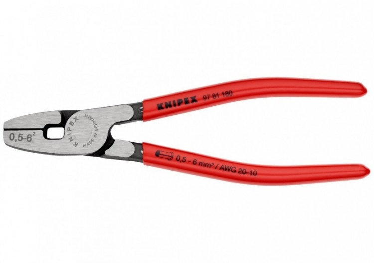 Pince à sertir les embouts frontale 180mm - Gainage PVC - 0,5 - 6mm2 - Knipex - 9781180