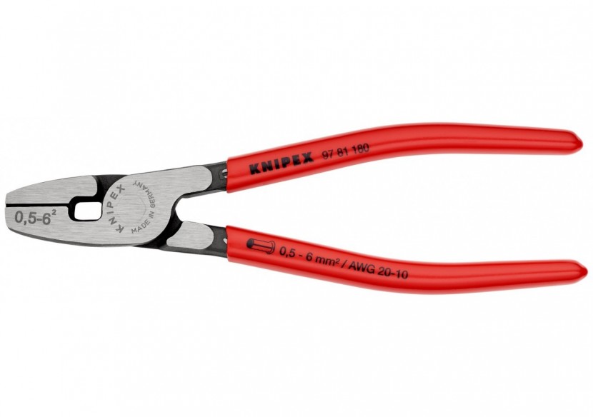 Pince à sertir les embouts frontale 180mm - Gainage PVC - 0,5 - 6mm2 - Knipex - 9781180