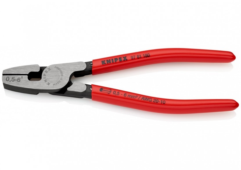 Pince à sertir les embouts frontale 180mm - Gainage PVC - 0,5 - 6mm2 - Knipex - 9781180