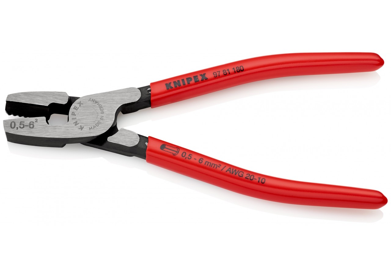 Pince à sertir les embouts frontale 180mm - Gainage PVC - 0,5 - 6mm2 - Knipex - 9781180