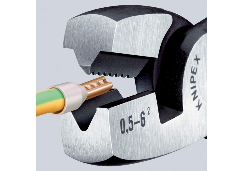 Pince à sertir les embouts frontale 180mm - Gainage PVC - 0,5 - 6mm2 - Knipex - 9781180