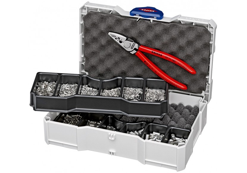 Coffret assortiment de sertissage pince à sertir 97 71 180 et embouts non isolés - Knipex - 979005