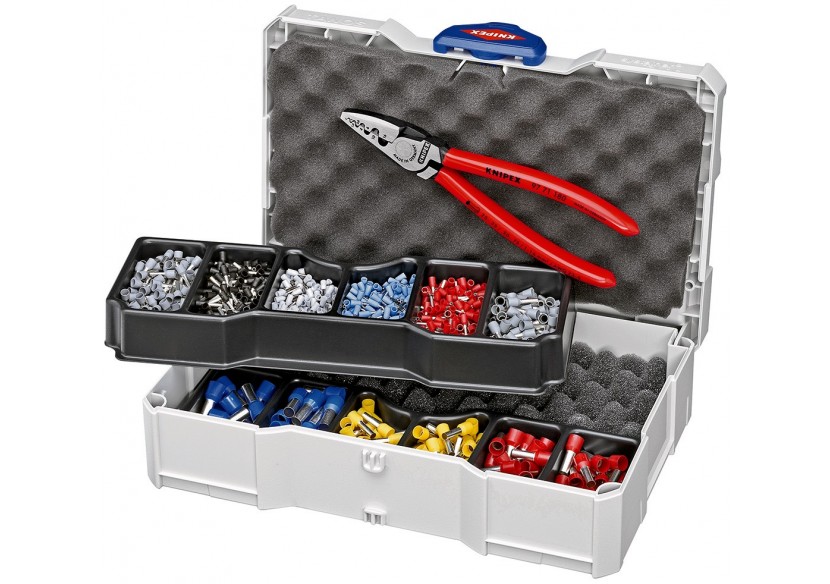 Coffret assortiment de sertissage pince à sertir 97 71 180 et embouts isolés - Knipex - 979006
