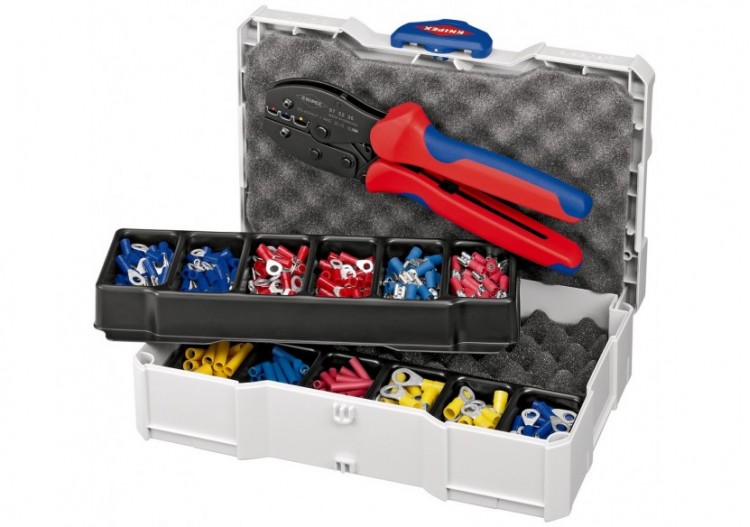 Coffret assortiment de sertissage pince à sertir 97 52 36 et cosses pré-isolées - Knipex - 979021