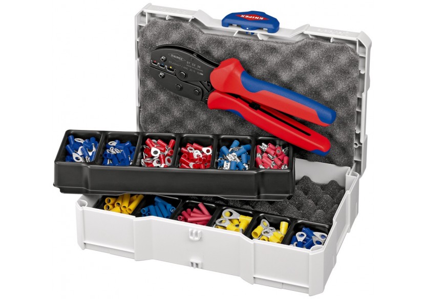 Coffret assortiment de sertissage pince à sertir 97 52 36 et cosses pré-isolées - Knipex - 979021