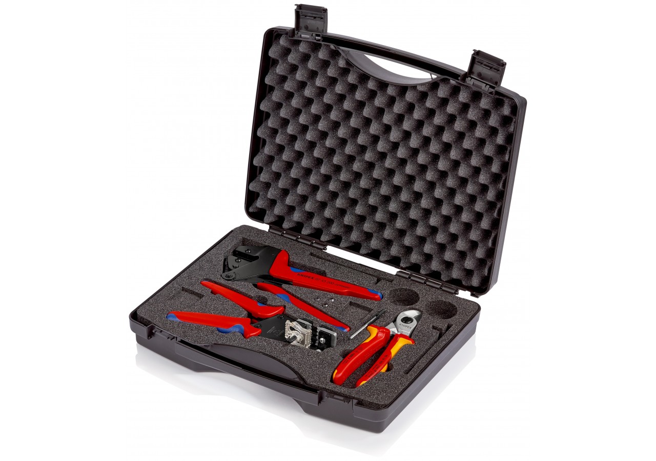 Mallette à outils photovoltaïque avec coupe câble pince à dénuder pince à sertir - Knipex - 979101