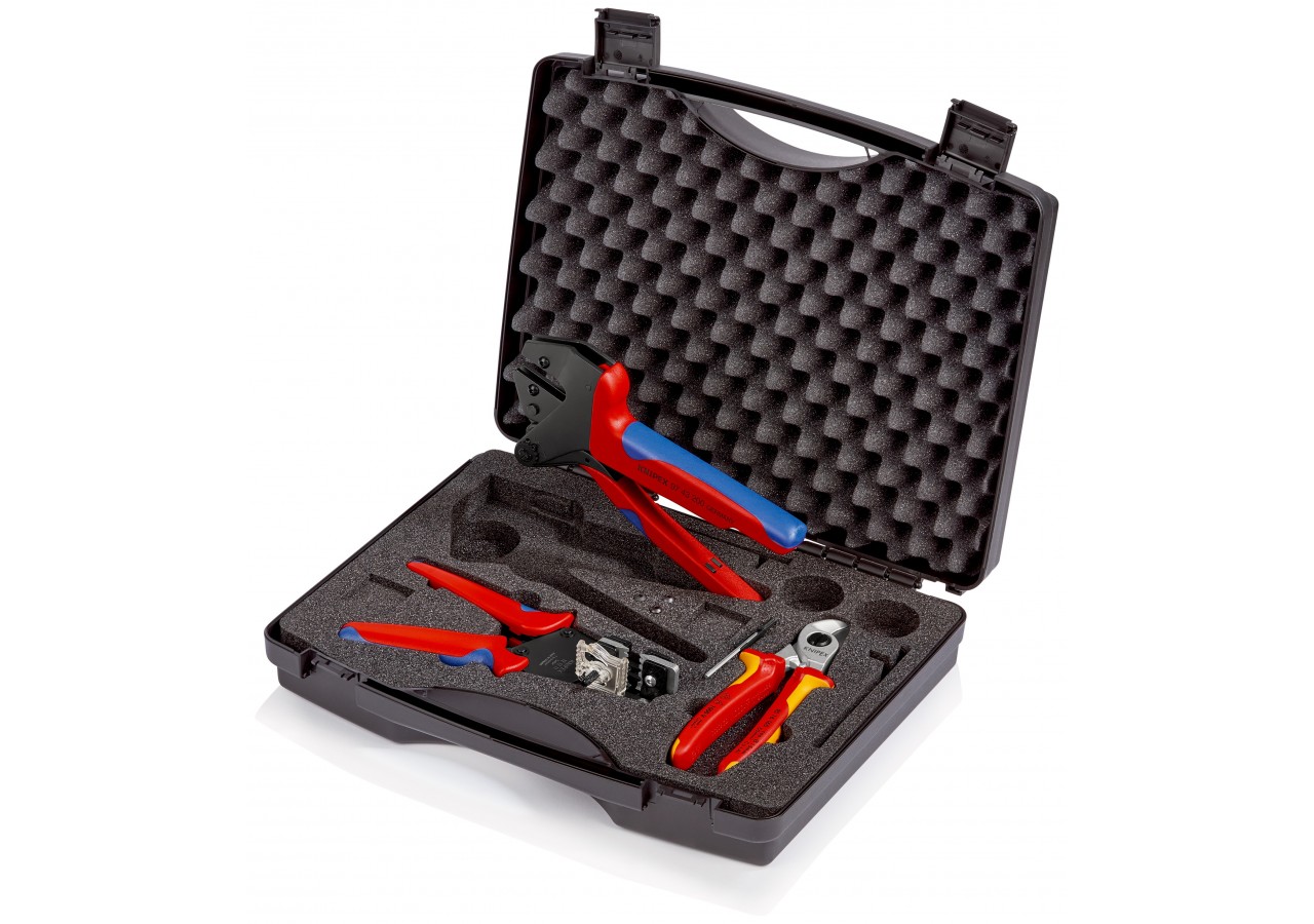 Mallette à outils photovoltaïque avec coupe câble pince à dénuder pince à sertir - Knipex - 979101