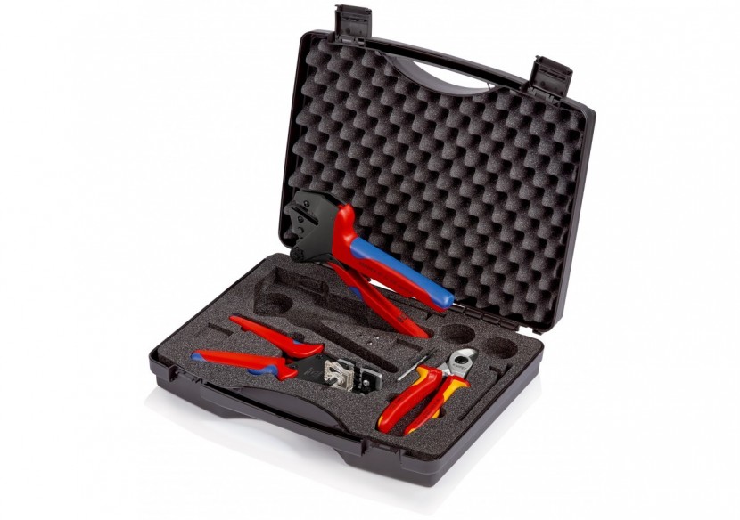 Mallette à outils photovoltaïque avec coupe câble pince à dénuder pince à sertir - Knipex - 979101