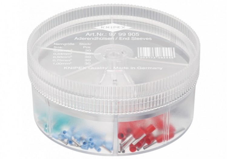 Boite d'assortiment d'embouts isolés 30 x 0,25 / 0,34 / 0,50 / 0,75 / 1mm2 - Knipex - 9799905