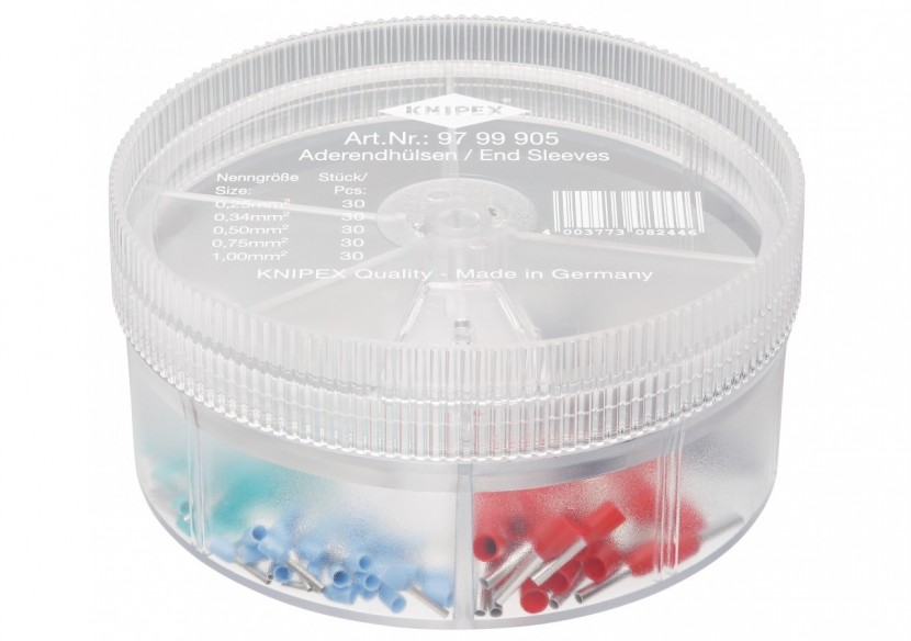 Boite d'assortiment d'embouts isolés 30 x 0,25 / 0,34 / 0,50 / 0,75 / 1mm2 - Knipex - 9799905