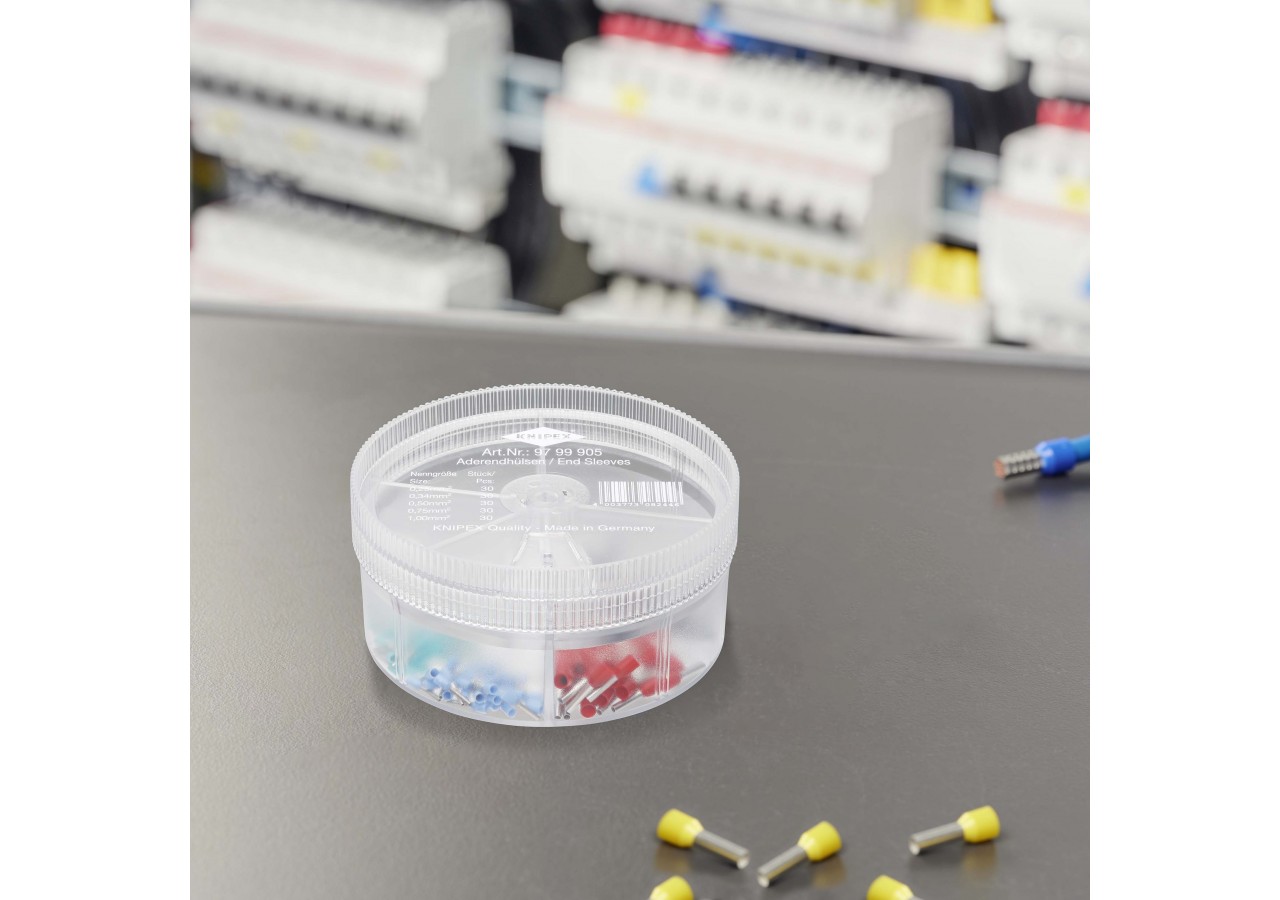 Boite d'assortiment d'embouts isolés 30 x 0,25 / 0,34 / 0,50 / 0,75 / 1mm2 - Knipex - 9799905